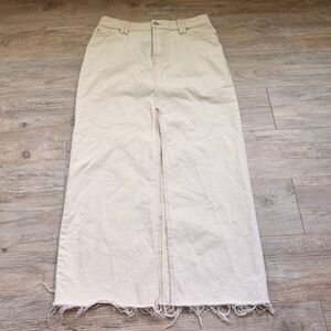 Primark Denim Co Cream Denim Maxi Skirt Size 4 Raw Hem Long A-Line Y2K